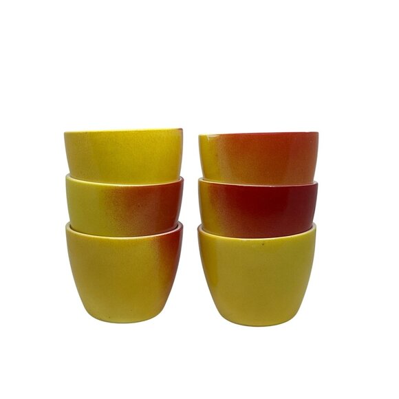 VTG Hazel Atlas Apple Bottoms Glasses Set of 6 | Yellow-Red Ombre 2.5" Tumblers - Picture 1 of 5